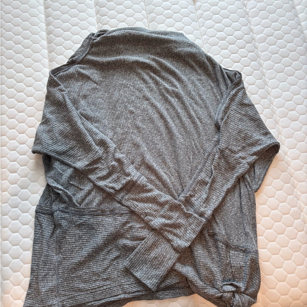 Evereve brand We The Free Heathered Gray Long Sleeve asymmetrical Top